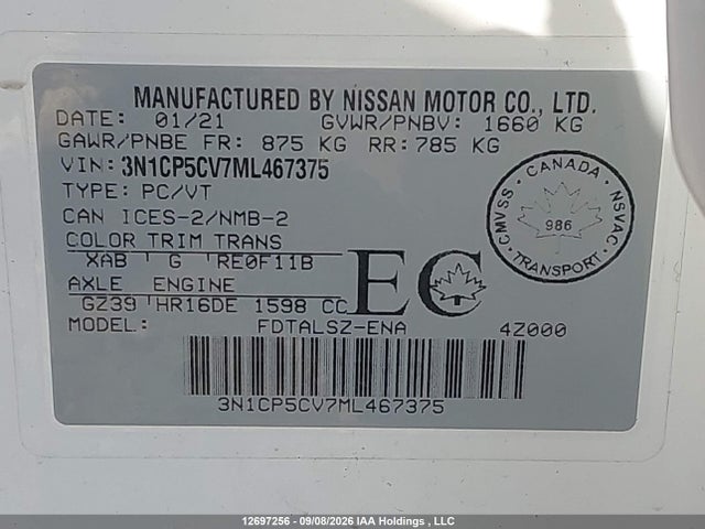 Nissan KICKS SV 2021 3N1CP5CV7ML467375 Image 9