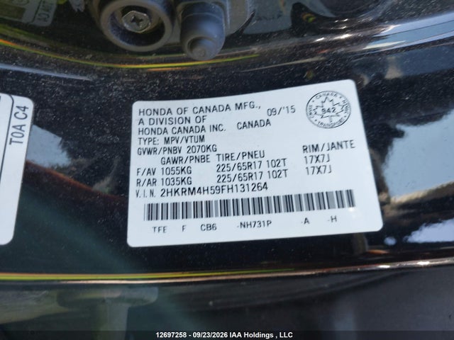 Honda CR-V 2015 2HKRM4H59FH131264 Image 9