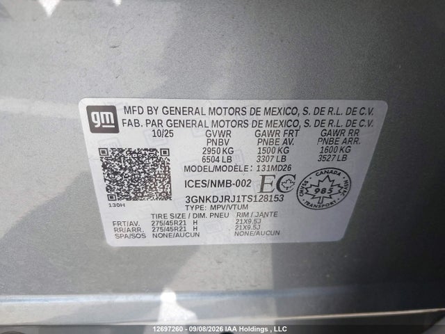 Chevrolet BLAZER RS 2026 3GNKDJRJ1TS128153 Image 9