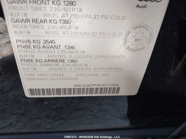 WA1LGCFP3EA011584 Audi Q5 Premium Plus