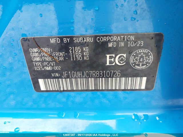 Auction sale of the 2024 Subaru Impreza Rs, vin: JF1GUHJC7R8310726, lot number: 12697287