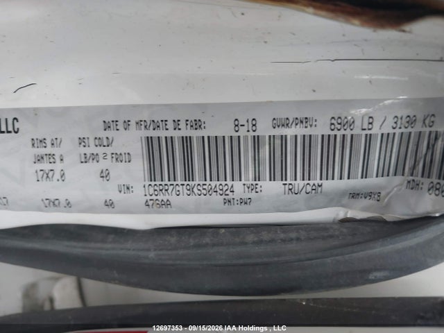 Aukcja sprzedaży 2019 Ram 1500 Classic Slt, vin: 1C6RR7GT9KS504924, numer aukcji: 12697353
