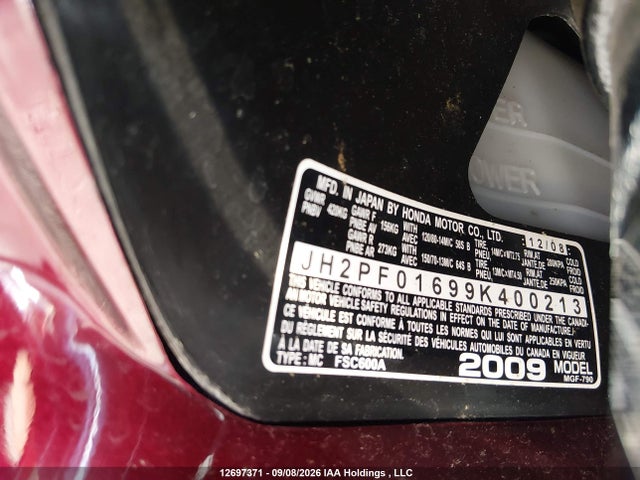 Aukcja sprzedaży 2009 Honda Fsc600 A, vin: JH2PF01699K400213, numer aukcji: 12697371