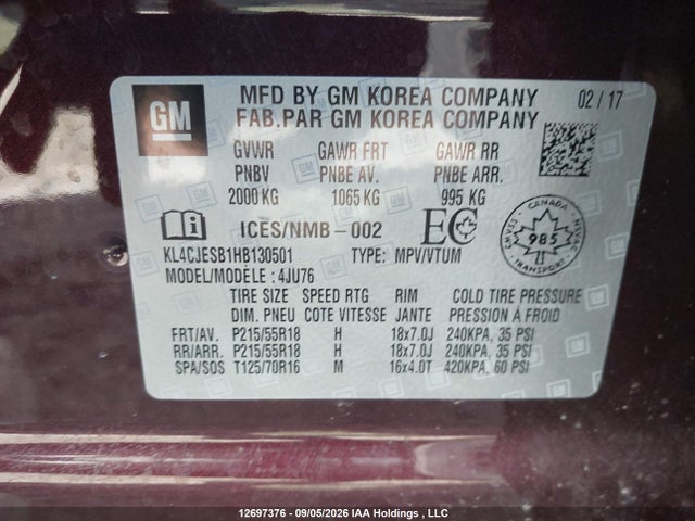 Aukcja sprzedaży 2017 Buick Encore Preferred, vin: KL4CJESB1HB130501, numer aukcji: 12697376