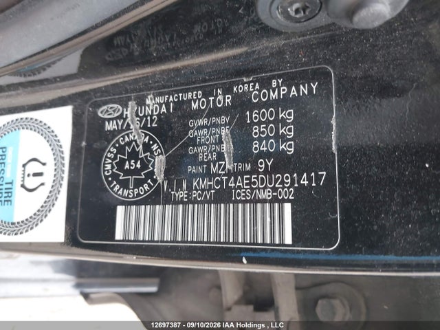 2013 Hyundai Accent Gl მანქანა იყიდება აუქციონზე, vin: KMHCT4AE5DU291417, აუქციონის ნომერი: 12697387