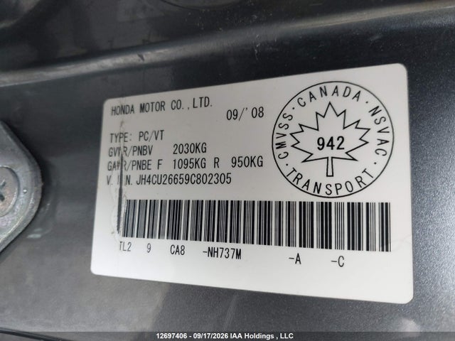 Продажа на аукционе авто 2009 Acura Tsx Premium/technology Package, vin: JH4CU26659C802305, номер лота: 12697406