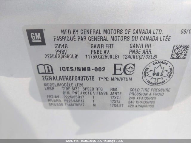 Chevrolet EQUINOX LS 2015 2GNALAEK8F6407678 Image 9