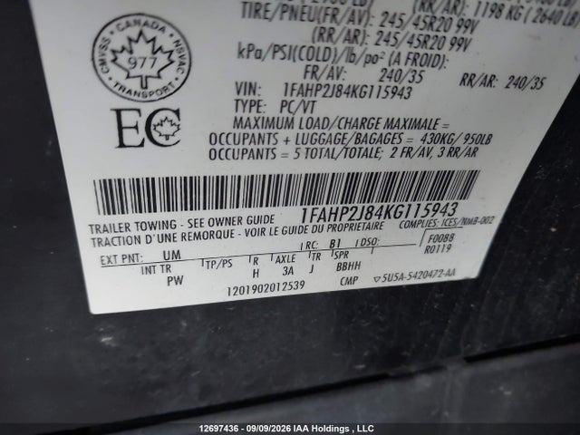 Ford Taurus Limited 2019 1FAHP2J84KG115943 Image 19