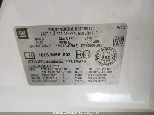 Продаж на аукціоні авто 2014 Gmc Sierra 1500 Sle, vin: 1GTV2UEC9EZ306286, номер лоту: 12697544