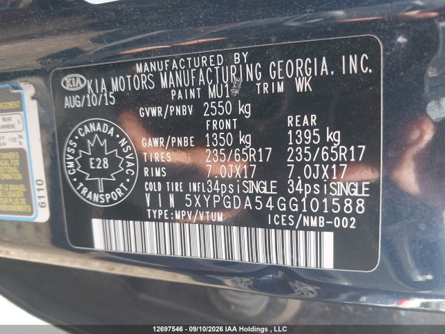 KIA Sorento Lx/l 2016 5XYPGDA54GG101588 Image 9