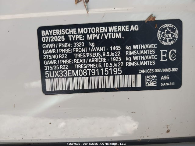 Auction sale of the 2026 Bmw X7 M60i, vin: 5UX33EM08T9115195, lot number: 12697630