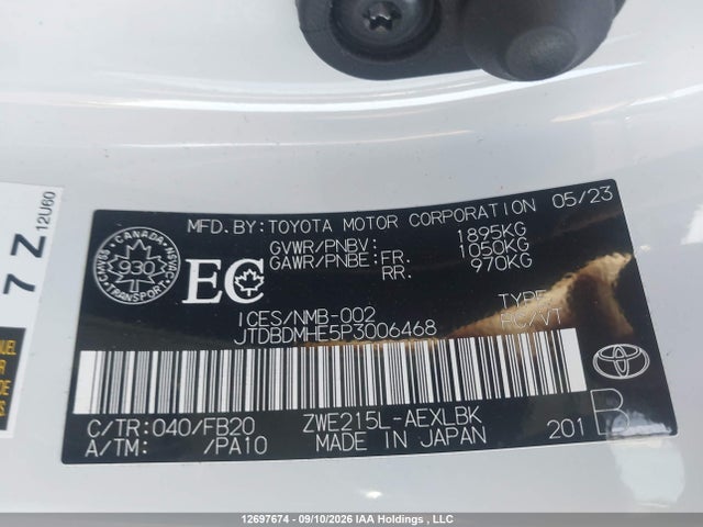JTDBDMHE5P3006468 Toyota Corolla Le/se/night Shade