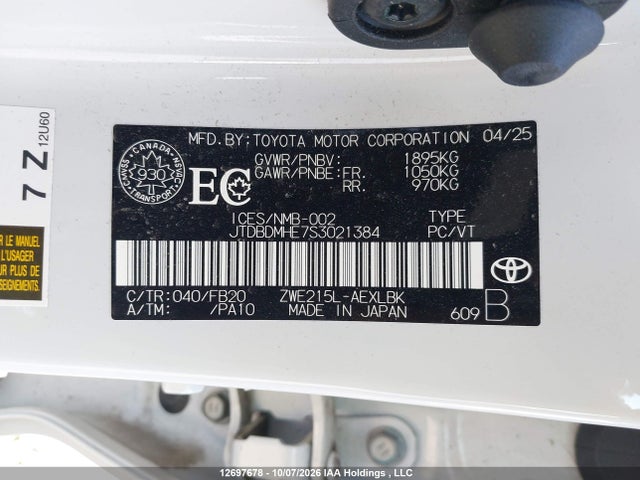 Toyota Corolla 2025 JTDBDMHE7S3021384 Image 9