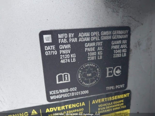 Продажа на аукционе авто 2011 Buick Regal Cxl, vin: W04GP5EC1B1013096, номер лота: 12697699