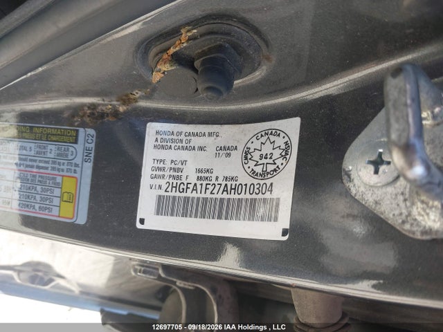 Продажа на аукционе авто 2010 Honda Civic Dx, vin: 2HGFA1F27AH010304, номер лота: 12697705