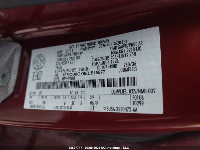 Ford ESCAPE SE 2014 1FMCU0GX6EUE15677 Image 20
