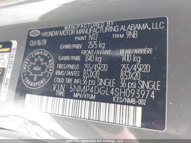 Hyundai Santa Fe Luxury 2025 5NMP4DGL4SH093974 Image 9