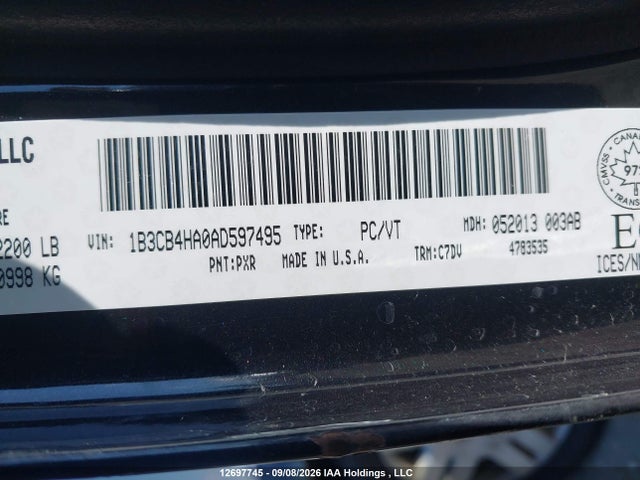 2010 Dodge Caliber Sxt მანქანა იყიდება აუქციონზე, vin: 1B3CB4HA0AD597495, აუქციონის ნომერი: 12697745
