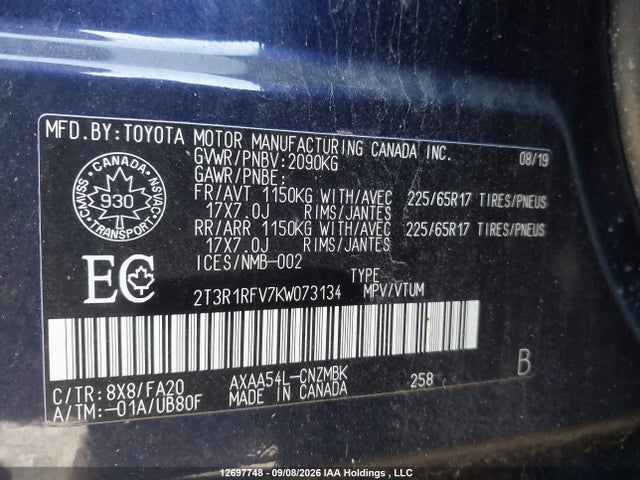 Toyota Rav4 Xle 2019 2T3R1RFV7KW073134 Image 19