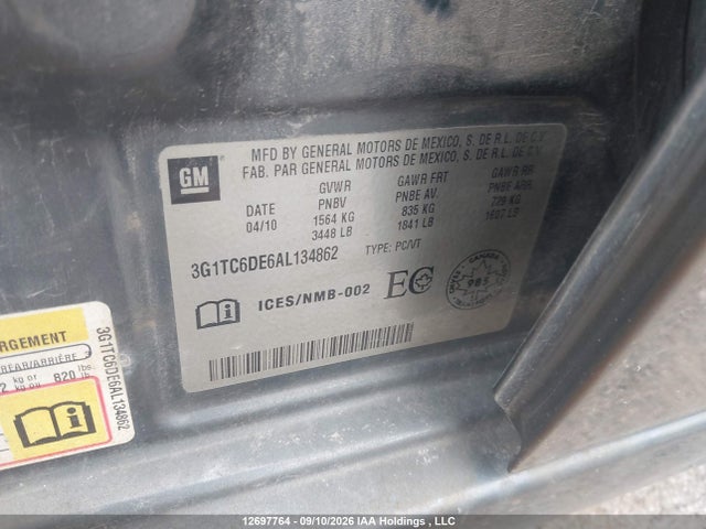 Продажа на аукционе авто 2010 Chevrolet Aveo Lt, vin: 3G1TC6DE6AL134862, номер лота: 12697764