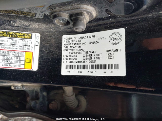 Honda CR-V EX 2015 2HKRM4H5XFH126784 Image 9