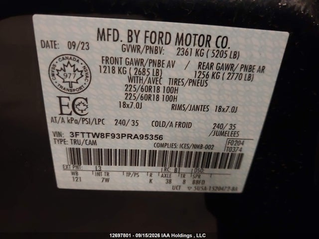 Aukcja sprzedaży 2023 Ford Maverick Xl/xlt/lariat, vin: 3FTTW8F93PRA95356, numer aukcji: 12697801