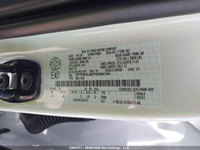 Ford F150 Xlt 2026 1FTFW3L80TKD90134 Image 9