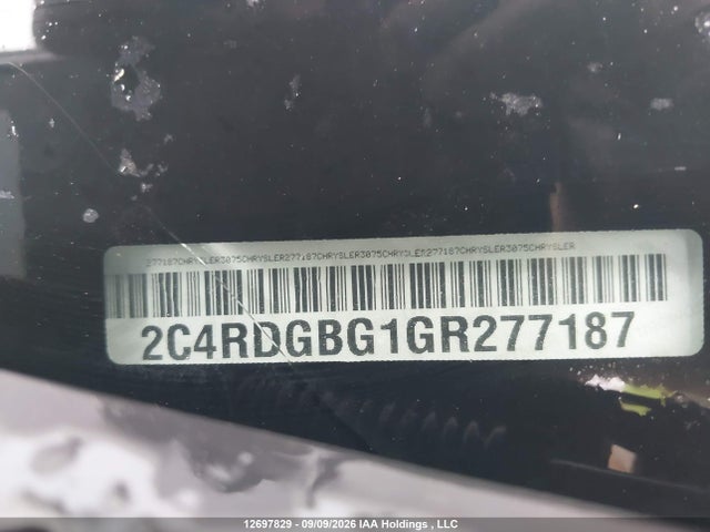 12697829 :رقم المزاد ، 2C4RDGBG1GR277187 vin ، 2016 Dodge Grand Caravan Se مزاد بيع