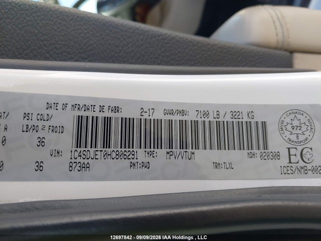 1C4SDJET0HC806291 Dodge Durango Citadel