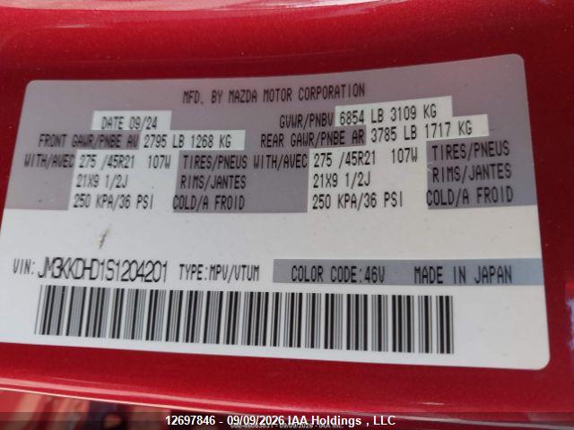 Продаж на аукціоні авто 2025 Mazda Cx-90 Premium, vin: JM3KKDHD1S1204201, номер лоту: 12697846