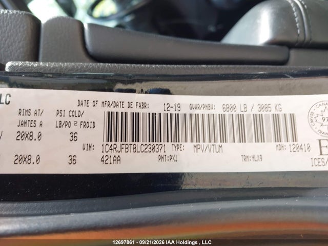 1C4RJFBT8LC230371 Jeep Grand Cherokee Limited