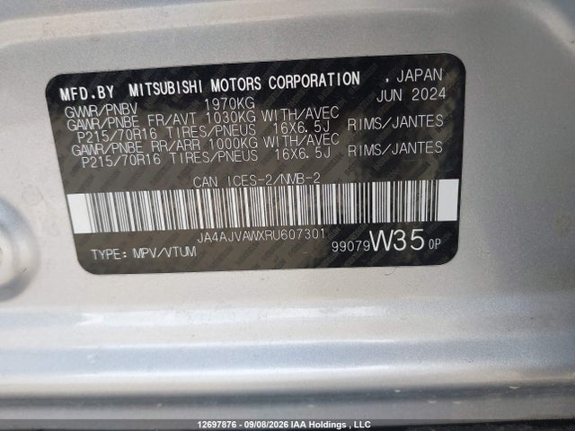 JA4AJVAWXRU607301 Mitsubishi Rvr Se/sel/noir/gt