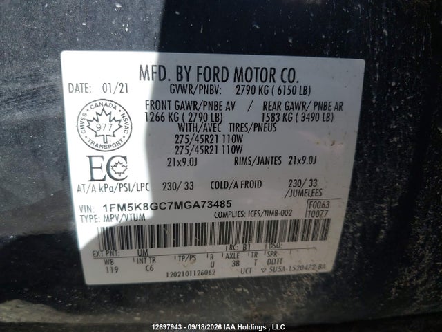 Ford Explorer 2021 1FM5K8GC7MGA73485 Image 18