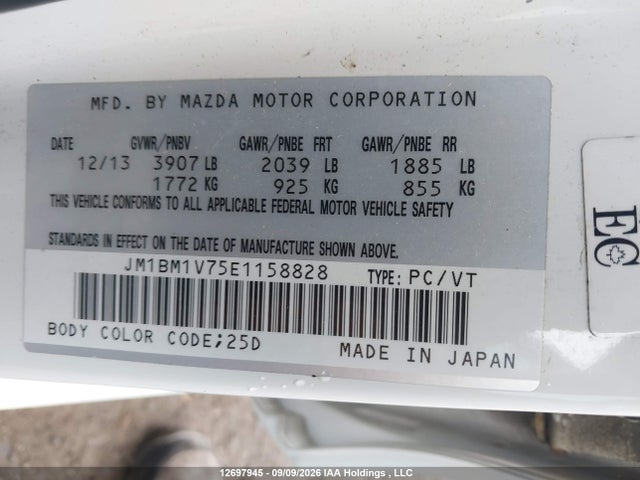 Aukcja sprzedaży 2014 Mazda 3 Touring, vin: JM1BM1V75E1158828, numer aukcji: 12697945