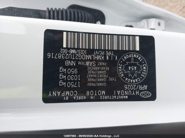 12697950 :رقم المزاد ، KMHLM4DG2TU238716 vin ، 2026 Hyundai Elantra Sel Sport مزاد بيع