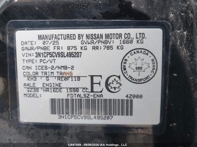 Nissan Kicks Play Sv 2025 3N1CP5CV9SL495207 Image 9