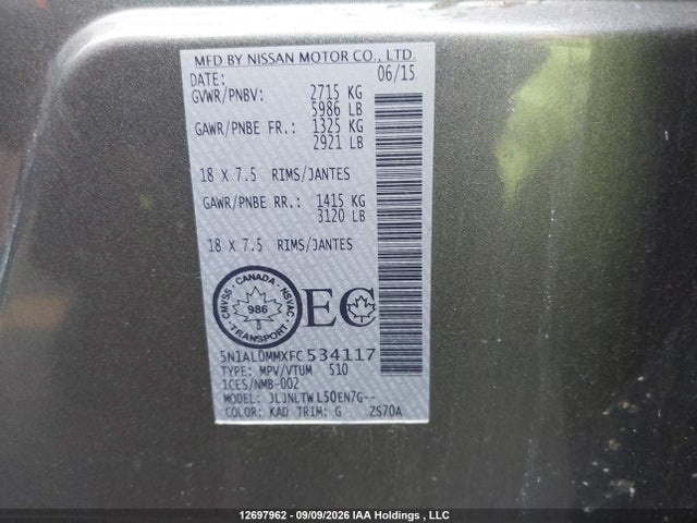 5N1AL0MMXFC534117 Infiniti QX60