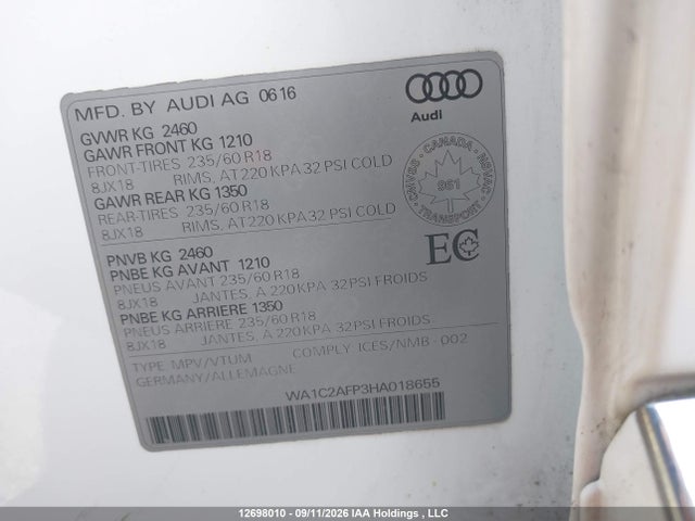 WA1C2AFP3HA018655 Audi Q5 2.0t Komfort