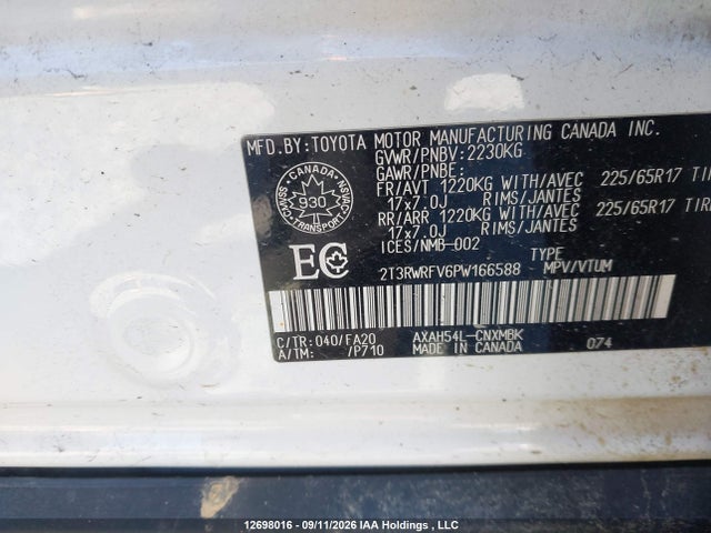 12698016 :رقم المزاد ، 2T3RWRFV6PW166588 vin ، 2023 Toyota Rav4 Hybrid مزاد بيع