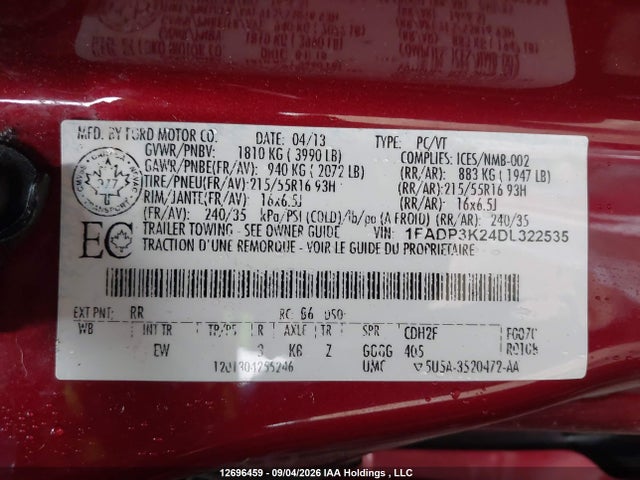 Продаж на аукціоні авто 2013 Ford Focus Se, vin: 1FADP3K24DL322535, номер лоту: 12696459