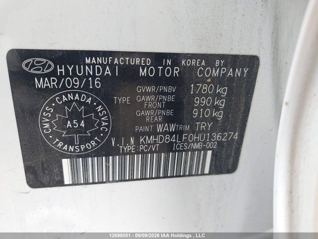 Продажа на аукционе авто 2017 Hyundai Elantra Se/value/limited, vin: KMHD84LF0HU136274, номер лота: 12698051