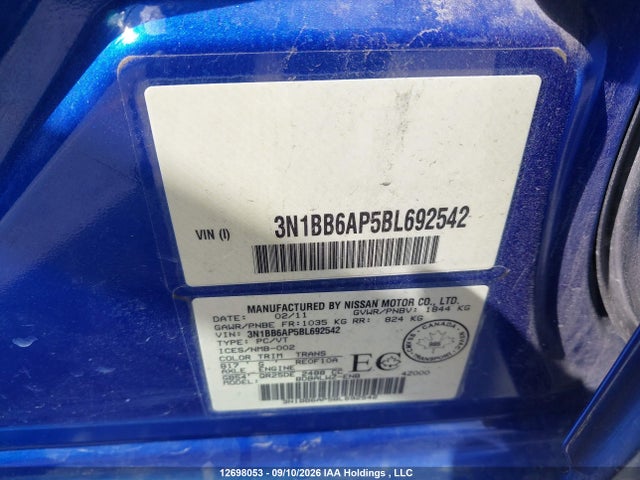 Aukcja sprzedaży 2011 Nissan Sentra Se-r, vin: 3N1BB6AP5BL692542, numer aukcji: 12698053