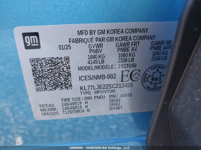 KL77LJE22SC213455 Chevrolet Trax