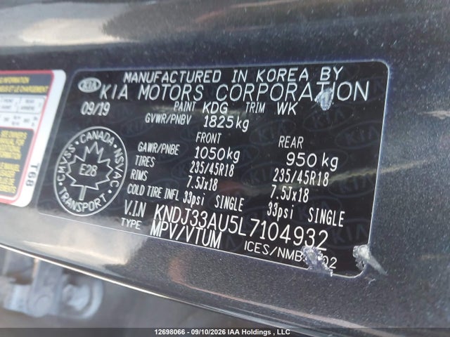 KNDJ33AU5L7104932 KIA Soul Ex/ex Anniversary Edition/ex Limited/ex Premium/ex+/gt-line Limited/gt-line Premium