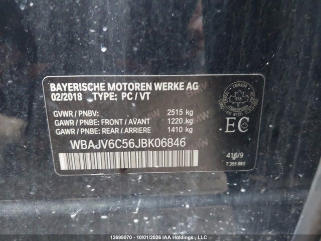 Aukcja sprzedaży 2018 Bmw 640i Gran Turismo Xdrive, vin: WBAJV6C56JBK06846, numer aukcji: 12698070