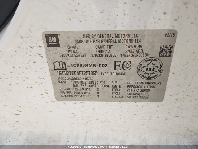 1GTV2TEC4FZ257865 GMC Sierra K1500