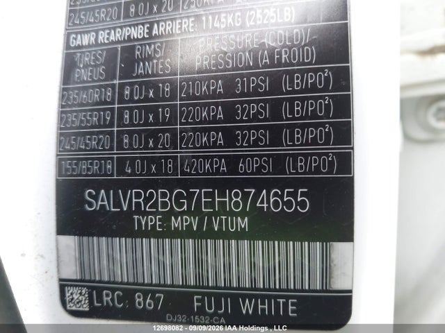 Продаж на аукціоні авто 2014 Land Rover Range Rover Evoque Pure Premium, vin: SALVR2BG7EH874655, номер лоту: 12698082