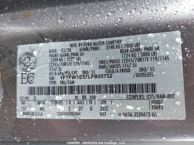 Ford F150 Supercrew 2020 1FTFW1E57LFB55732 Image 17