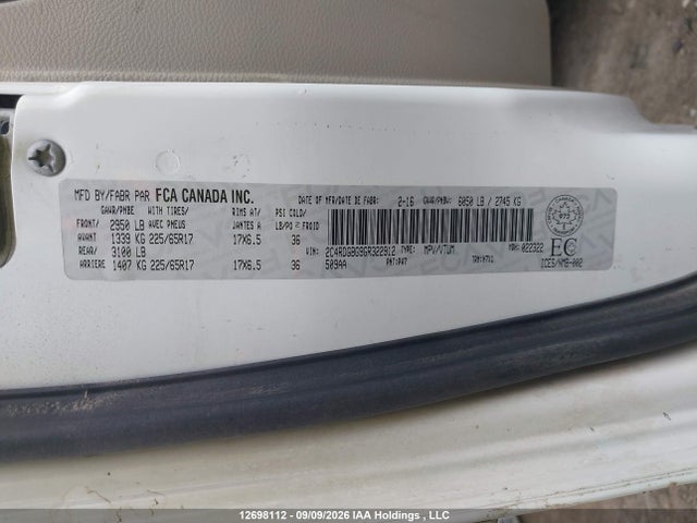 Aukcja sprzedaży 2016 Dodge Grand Caravan Se, vin: 2C4RDGBG9GR322912, numer aukcji: 12698112
