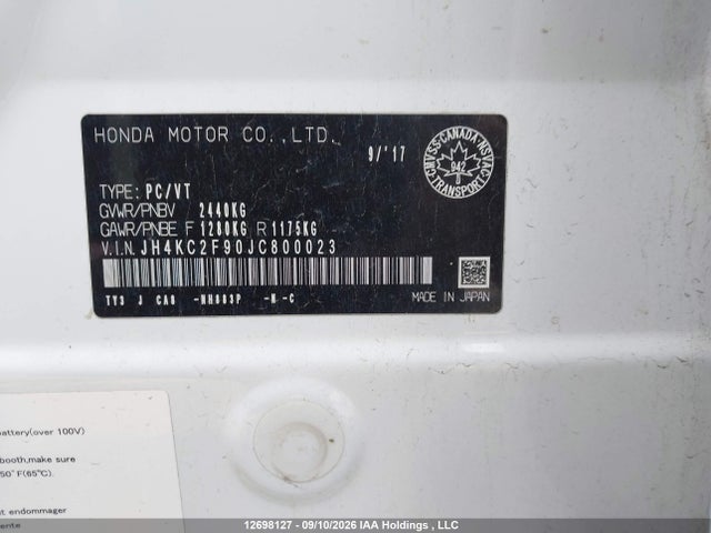 Продаж на аукціоні авто 2018 Acura Rlx, vin: JH4KC2F90JC800023, номер лоту: 12698127